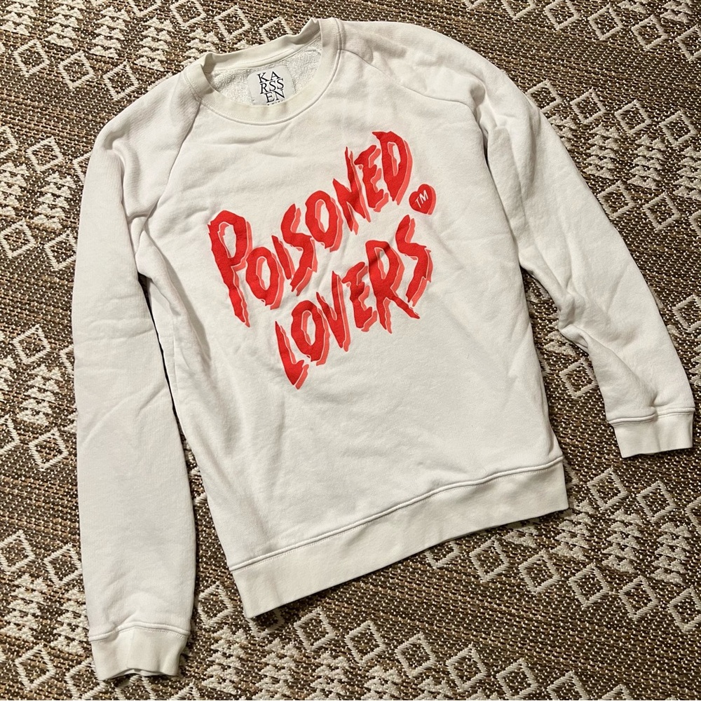 Zoe Karssen " Poisoned Lovers " Orchid Crew Sweatshirt size Medium retail $174